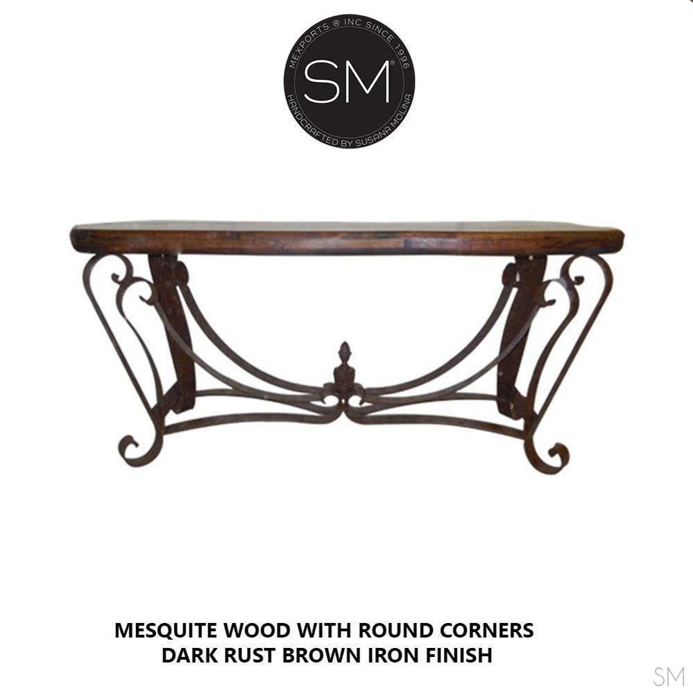 Western Console | Mesquite Wood | Wrought Iron Base - 1229C