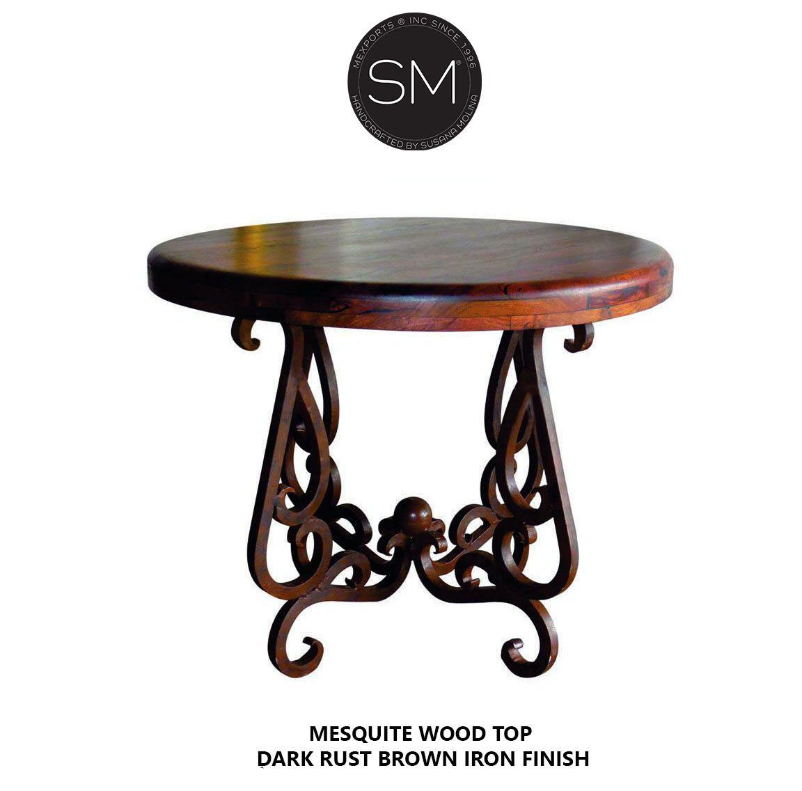Hi-End Dernier Cri Large Occasional Table w/ Rustic Mesquite Wood Top - Model 1240L