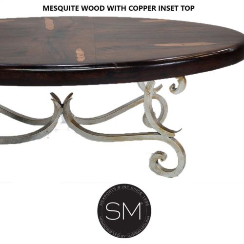 Upscale Western Mesquite Oval Table Made Wrought Iron-1215AA