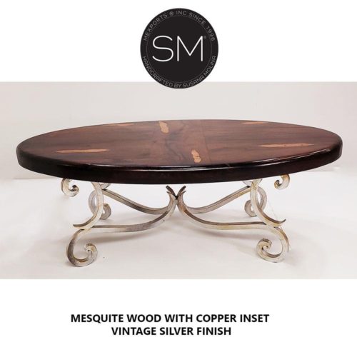 Upscale Western Mesquite Oval Table Made Wrought Iron-1215AA