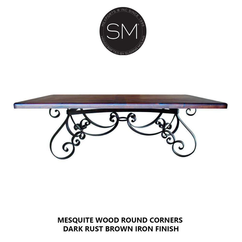 Oblong Dining tables Genuine Mesquite Wood Handcrafted Iron base.-1251R