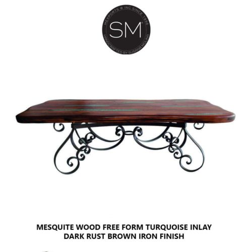 Oblong Dining tables Genuine Mesquite Wood Handcrafted Iron base.-1251R