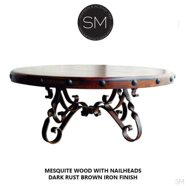 High End Round Coffee table - Solid Mesquite Wood-1212AAA