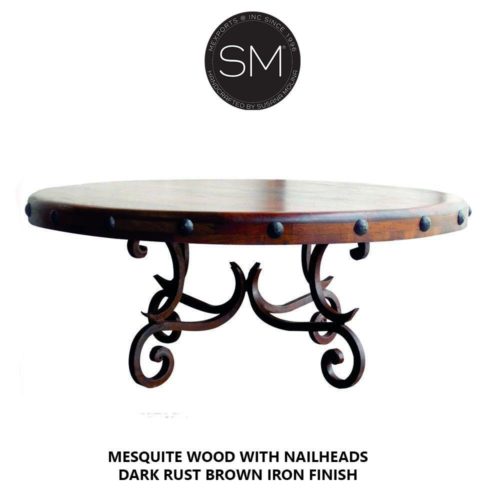 Solid Mesquite Reclaimed Wood Round Coffee Table 1215 AAA