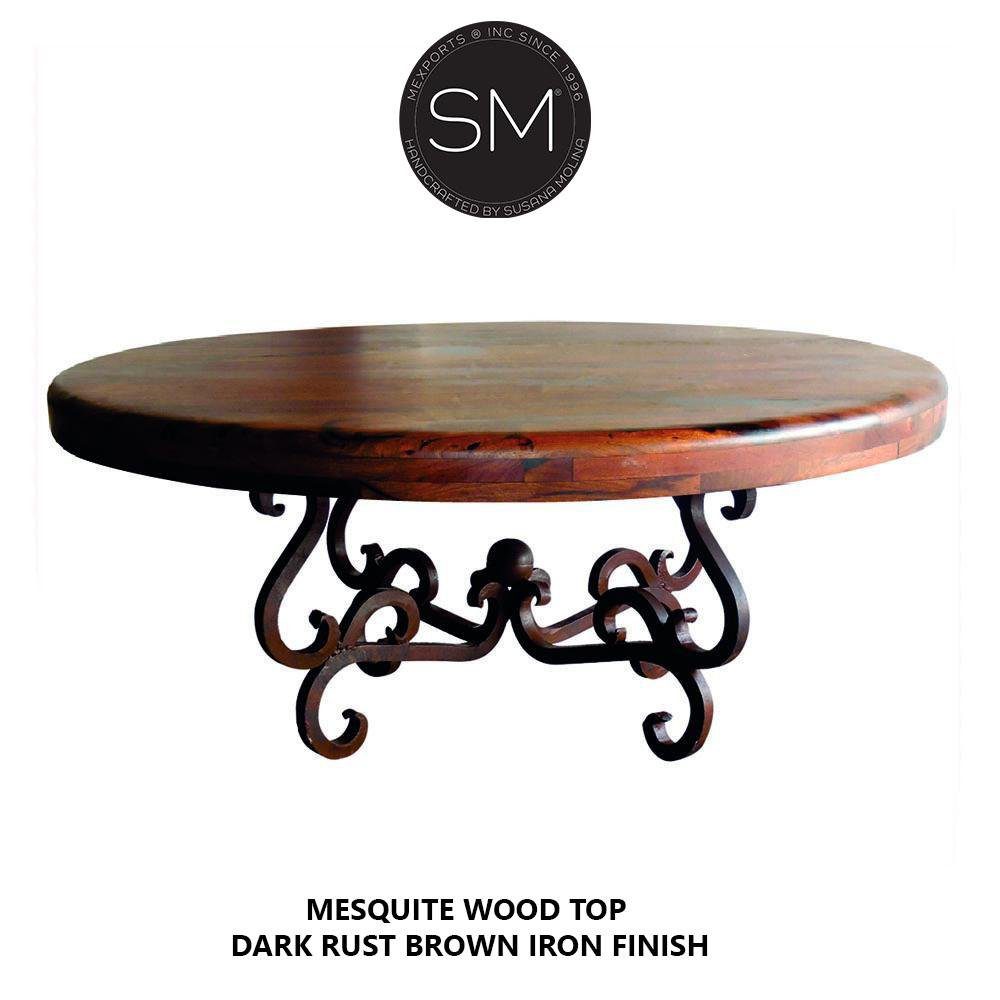 Upscale Rustic Mesquite Wood Round Coffee Table Collection-1240AAA