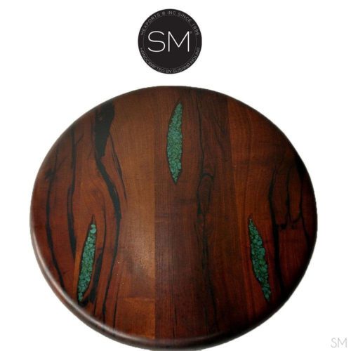 Rustic Coffee Table |Round| Mesquite top, Wrought Iron Base-1247AAA