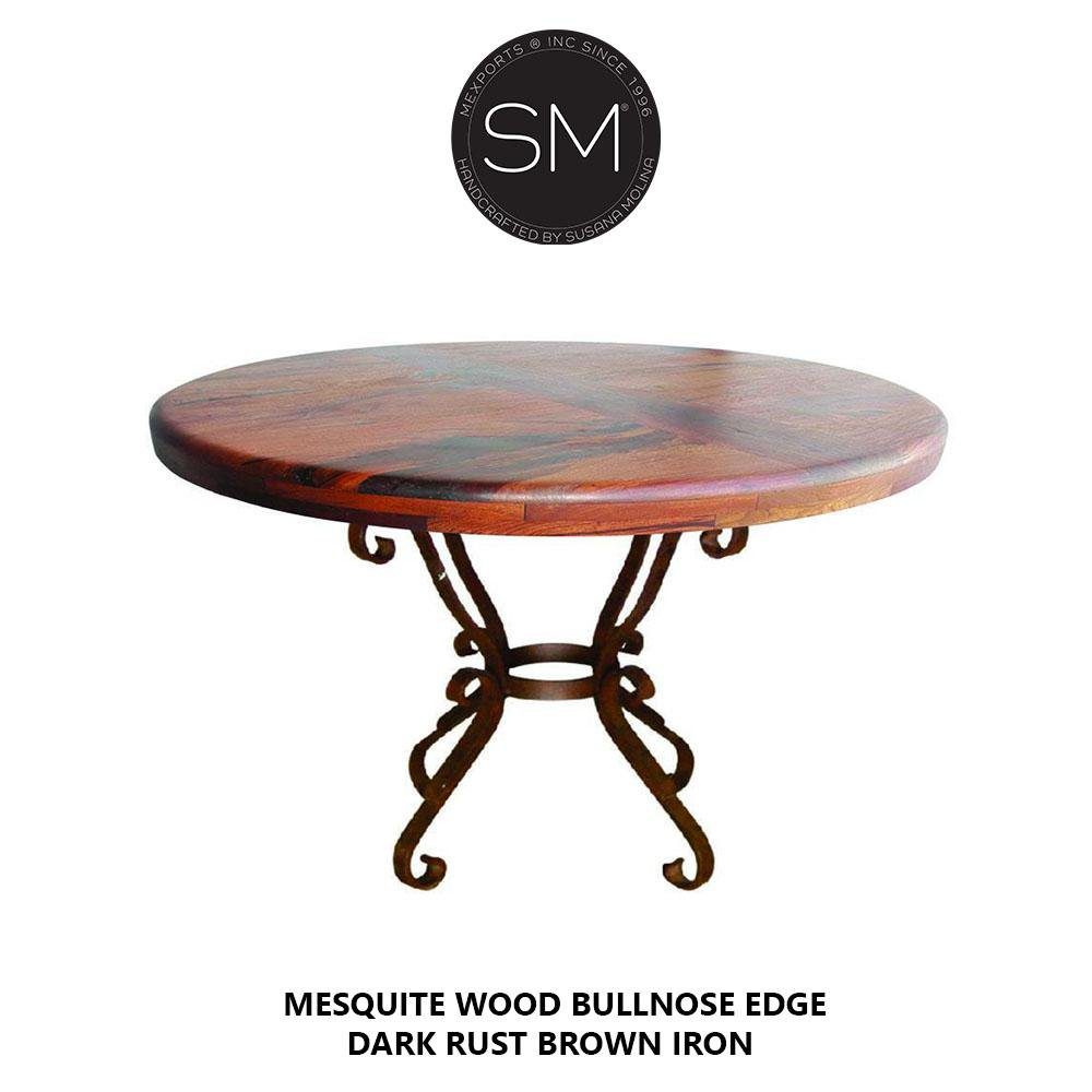 Mesquite Round Dining Table à la mode Handforged Iron Base - 1239D