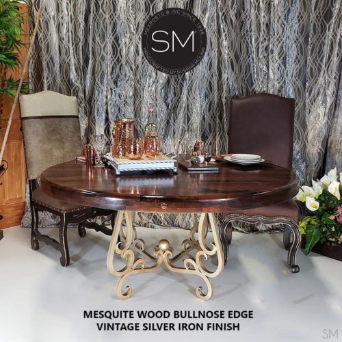 Chic Western Dinning Table Ritzy Mesquite Vintage Silver Legs - 1240 D