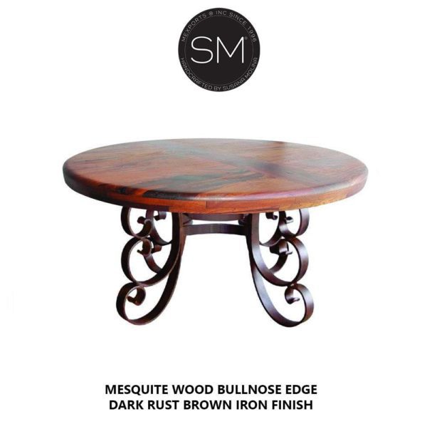 Luxury Rustic Round Dining Room - Hand Forged Iron Base - 1247D