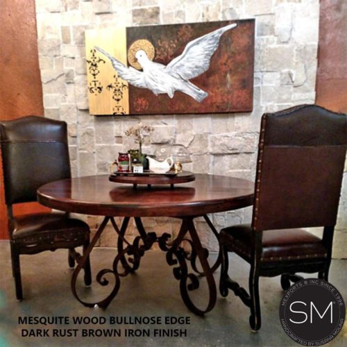 Round Dining table made Reclaimed Mesquite Wood - 1251D