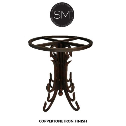 Side Table- Mesquite Wood, Wrought Iron Base -1245BB