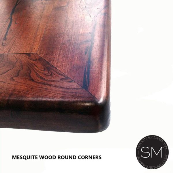 High End square Large Mesquite Wood Square Coffee + iron base. 1215 A