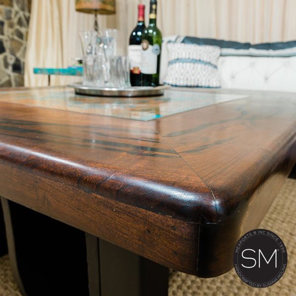 Mesquite Wood with Copper Inset  Square Mesquite Table | Living room - 1254 A