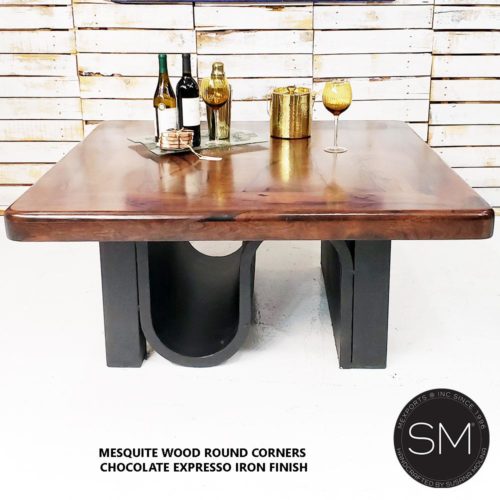 Mesquite Wood with Copper Inset  Square Mesquite Table | Living room - 1254 A