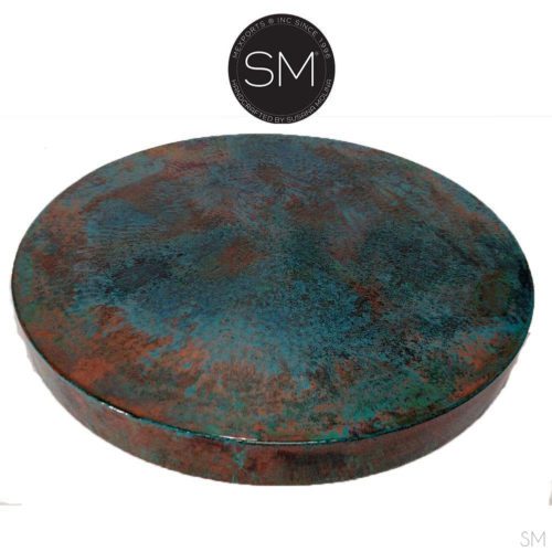 Mexican Furniture Side Occasional Table Swell Copper Top w/ Rustic Finish - 1239L