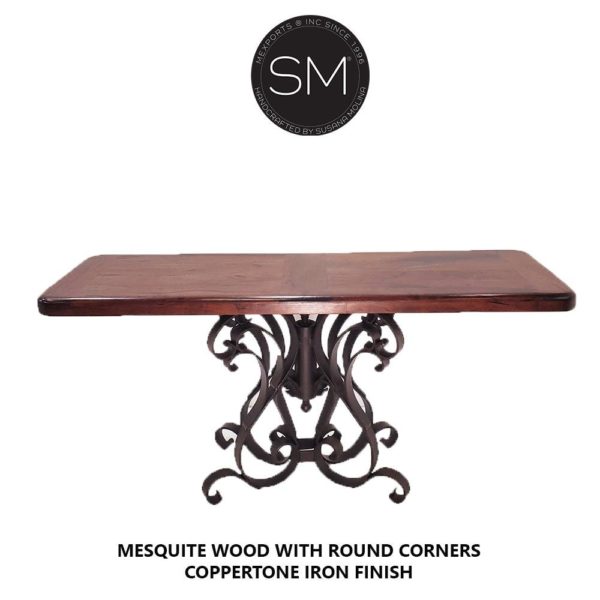 Mexican Modern Large Console with Mesquite Wood  Single Pedestal - 1246C