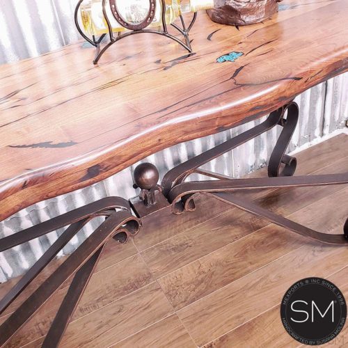 Mediterranean style Console | Mesquite Wood, Wrought Iron - 1237C