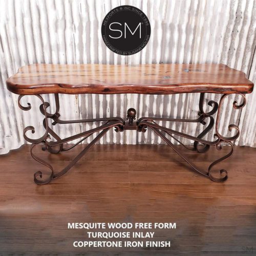 Mediterranean style Console | Mesquite Wood, Wrought Iron - 1237C