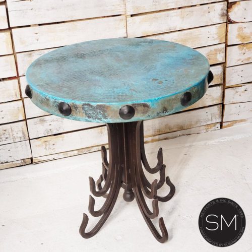 Occasional Table- Hammered Copper w/ Wrought Iron Base - 1245BB