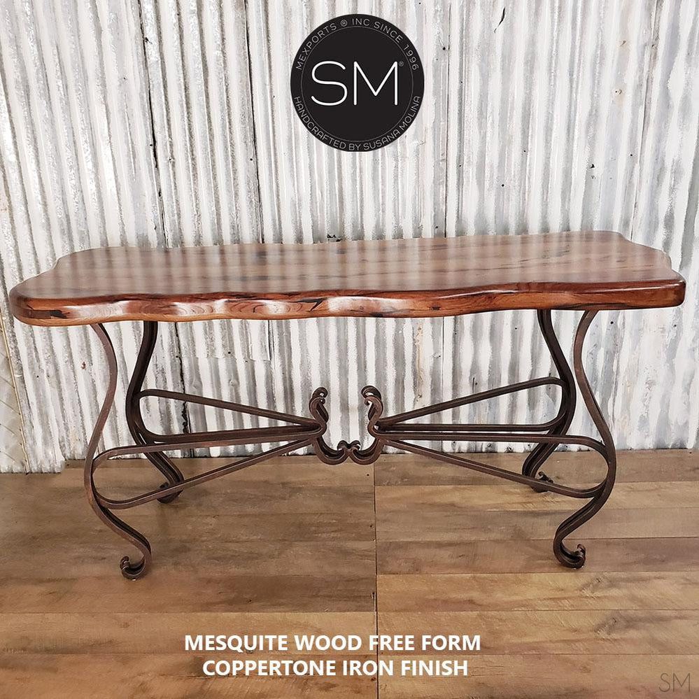 One-of-a-kind Console Mesquite Wood, Wrought Iron -1242C