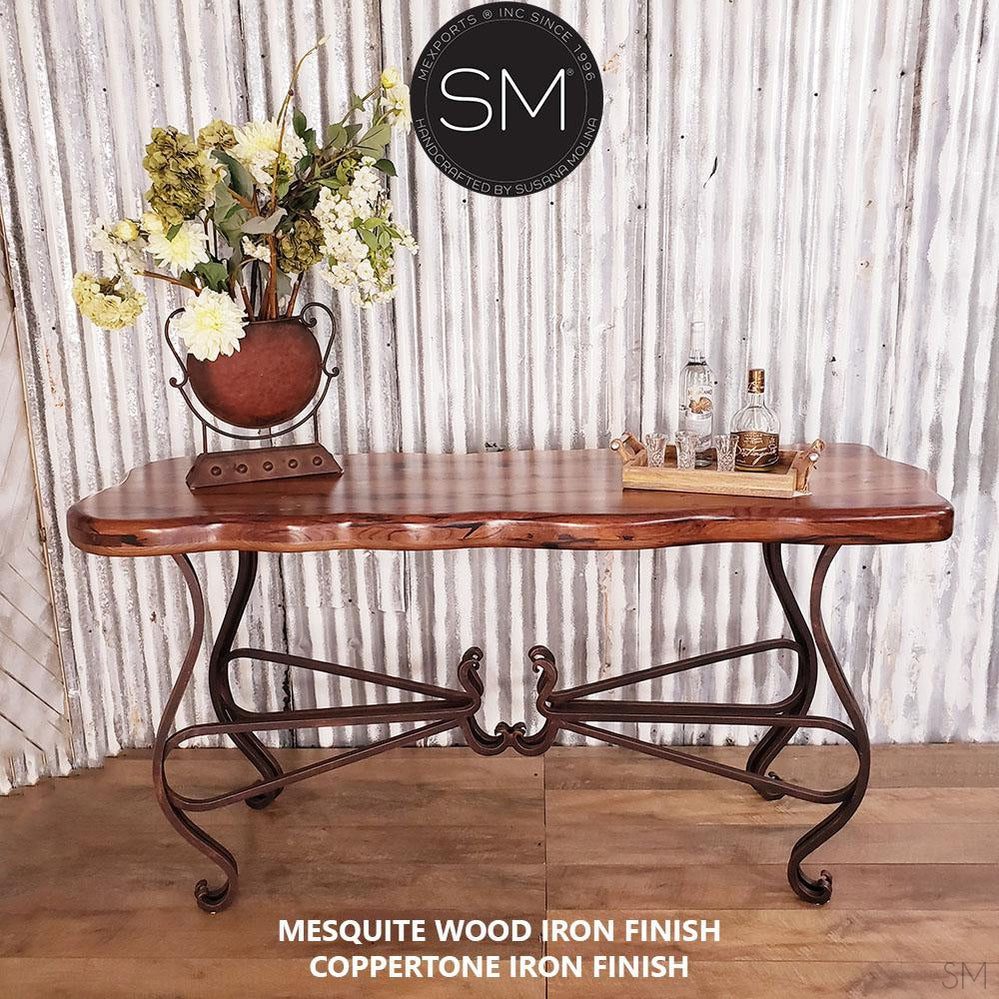 One-of-a-kind Console Mesquite Wood, Wrought Iron -1242C
