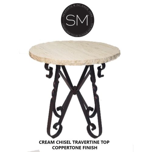Outdoor Travertine Round Tall Bar Table-1212E