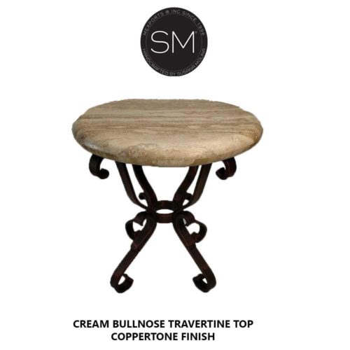 Patio Furniture -Foyer Table With Natural Travertine Stone Top_ Model 1239 BB