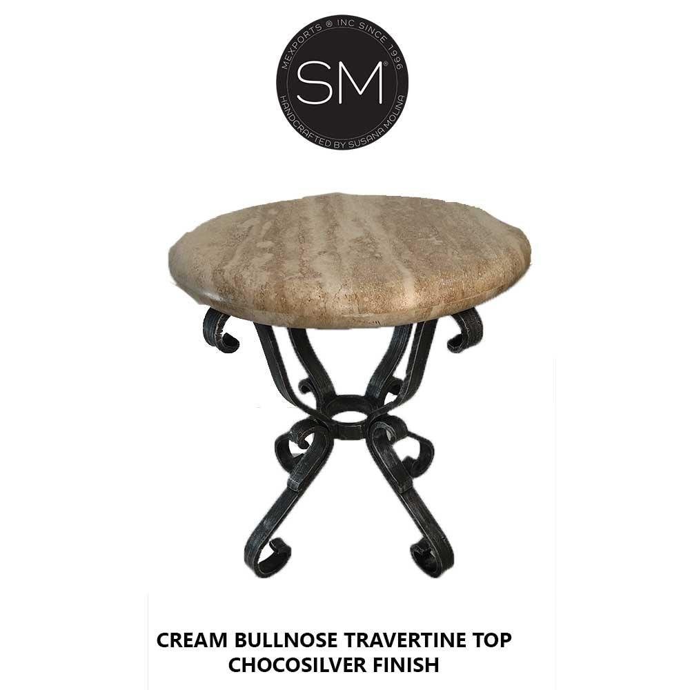 Patio Furniture -Foyer Table With Natural Travertine Stone Top_ Model 1239 BB