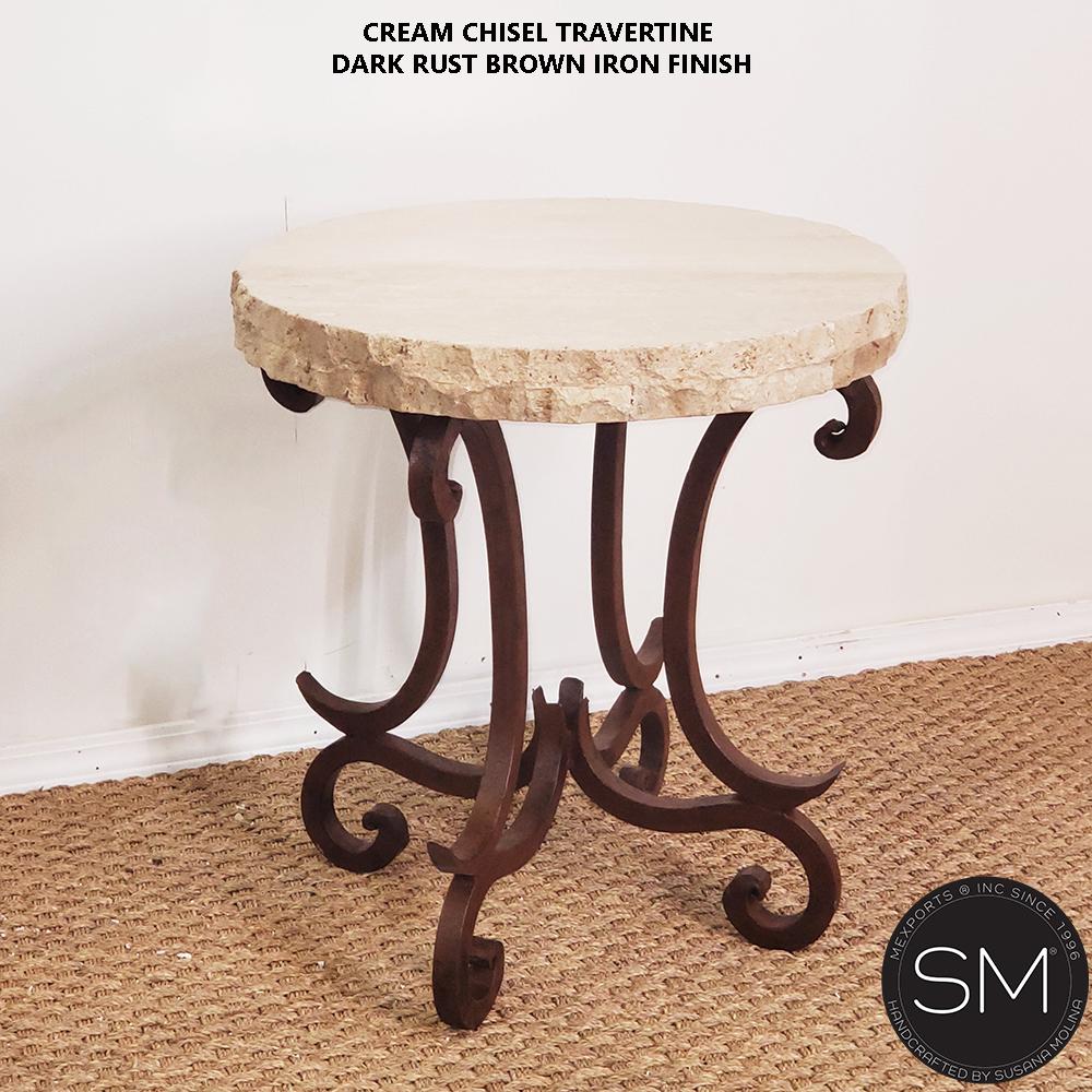 Premier Quality Small Occasional Table A'la Mode w/ Traventine Cream Top - 1215BB