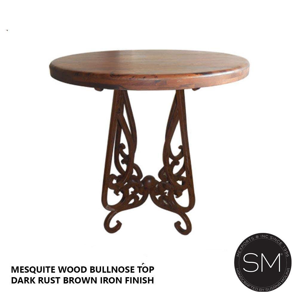 Reclaimed Mesquite Wood Bar Table with Pedestal-1240E