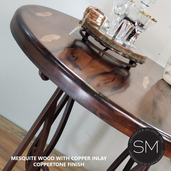 Reclaimed Mesquite Wood Bar Table with Pedestal-1240E