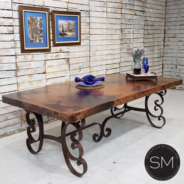 Furniture made with Mexican Hammer Copper - Rectangular Table.1247 R