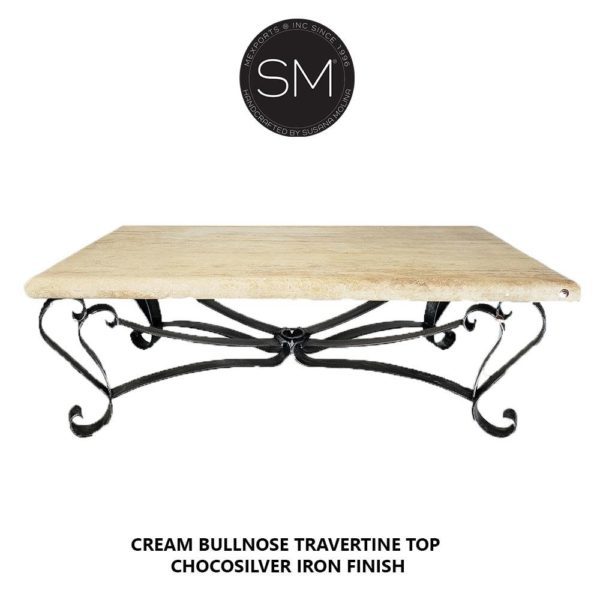 Rectangular Rustic Coffee Tables Cream Travertine Top-1229 AA