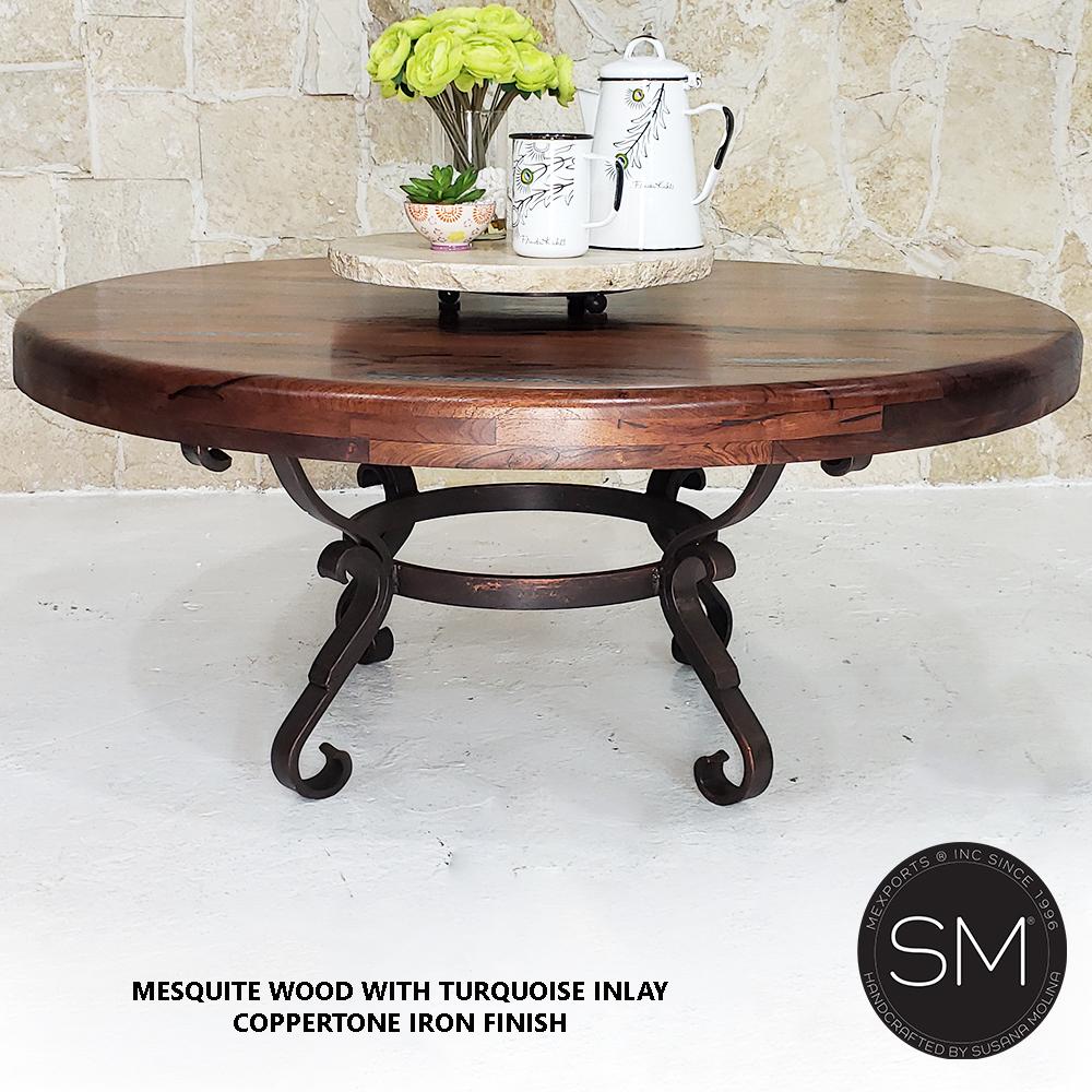 Round Coffee table made kiln dried solid Mesquite Wood Model 1239AAA
