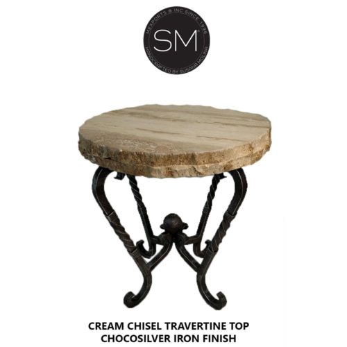 Luxury Foyer Table Ravishing Traventine Cream Bullnose w/ Twisted Legs -1211BB