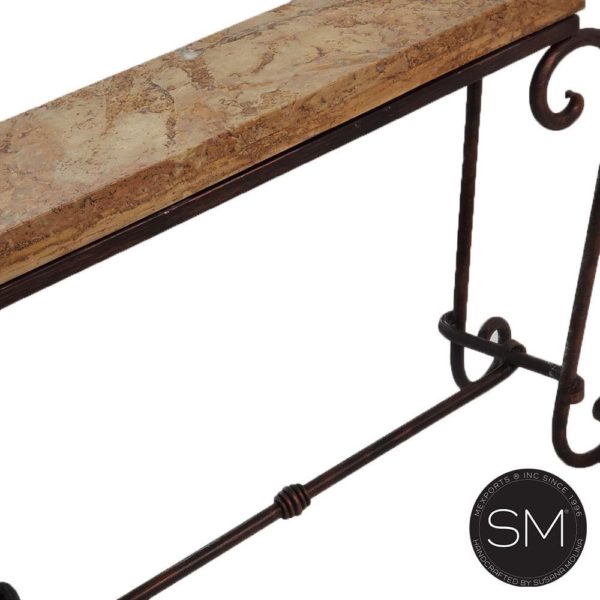 Small Console Table with a premier quality Natural Travertine stone top-1216F