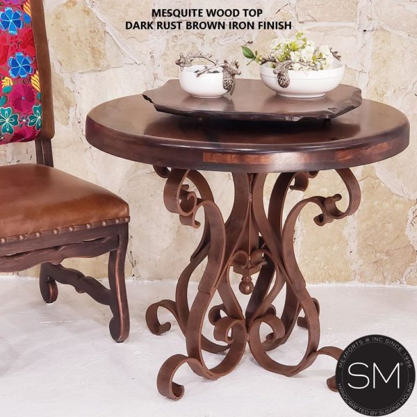 Western Decor Foyer Table Aristo Large Mesquite Top w/ Rustic Finish - 1246L