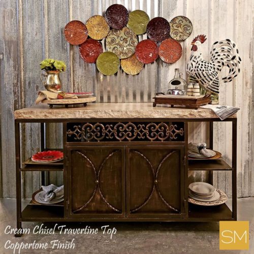 Travertine Buffet Cabinet with storage - Rustic style re defined