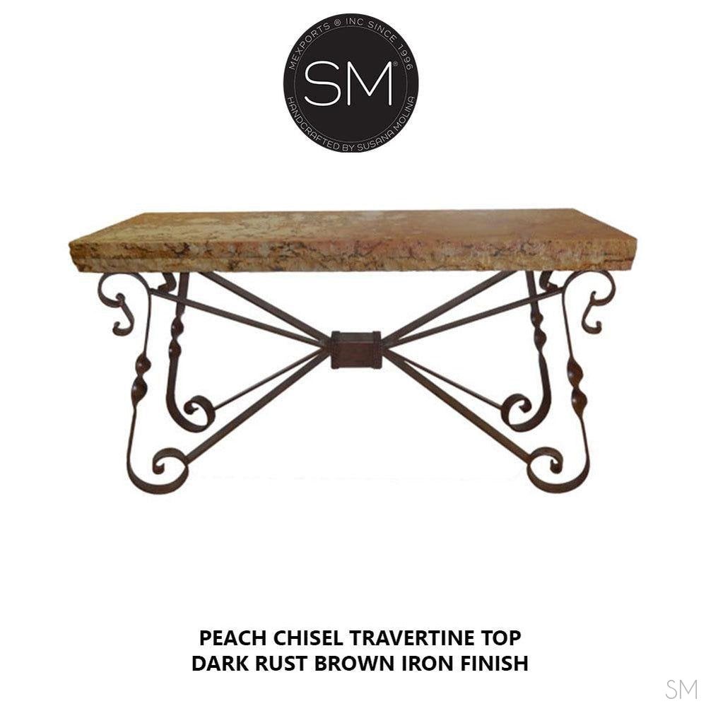 Marble stone Sofa Table - Wrought Iron Travertine Console Table -1212C