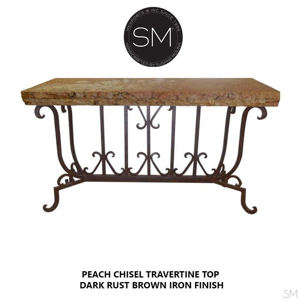 Luxury Console Entryway Table Spiffy w/ Rectangular Cream Travertine Top