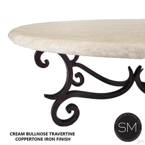 Travertine Oval Table - Antique & Designer Coffee Tables-1215AA