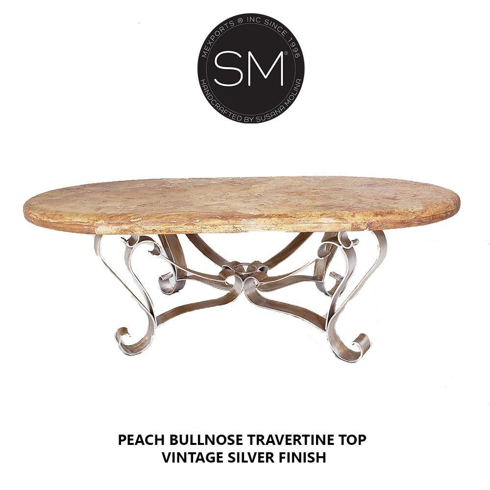Outdoor Mexican Travertine Marble Oval coffee table - Handcrafted-1229AA