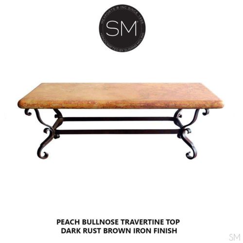 Mediterranean Pleasing Coffee Table w/ Peach Travertine Top-1239AA