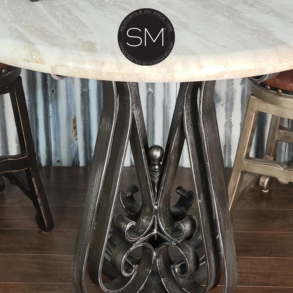 Modern Outdoor Bar Table , Wrought Iron Base-1244E
