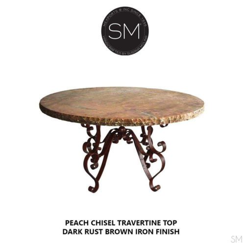 Modern Chic Dining Table | Travertine | Wrought Iron-1237D