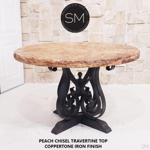 Sumptuous Entailed Dainty Round Dining Travertine Table-1243D