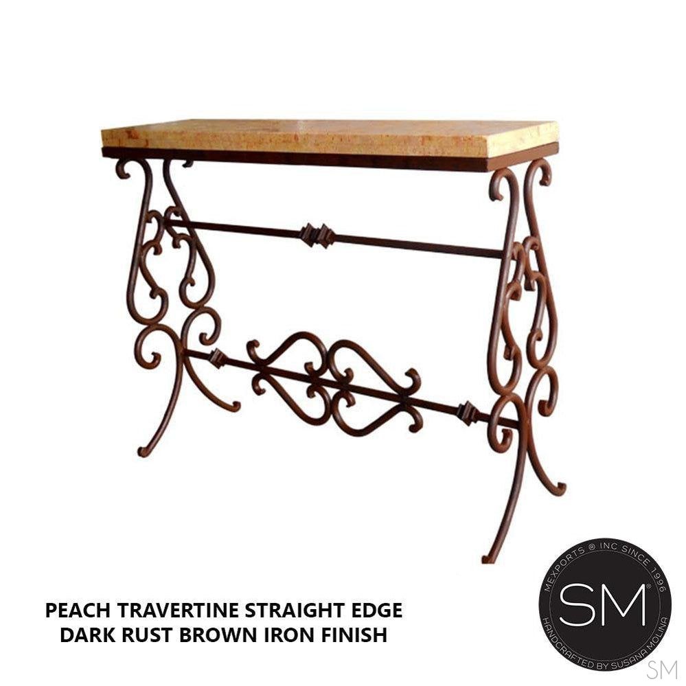 Luxurious  Entryway table- Travertine narrow Console-ideal for Outdoors-1256C