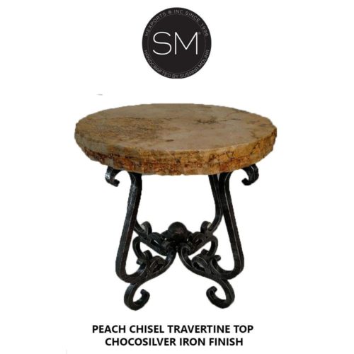 Top Quality Small Occasional Table Smashing Peach Chisel Traventine Top - 1240 BB