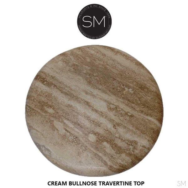 Spanish Style Foyer Table Curio Traventine Cream Bullnose w/ Robust Base - 1246BB