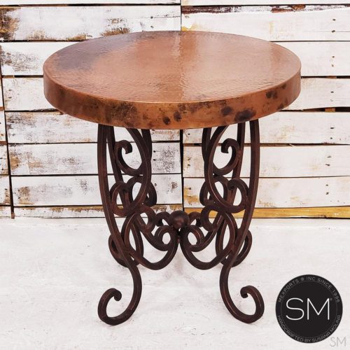 Upscale and contemporary Hammer Copper Small Occasional Table - 1221BB